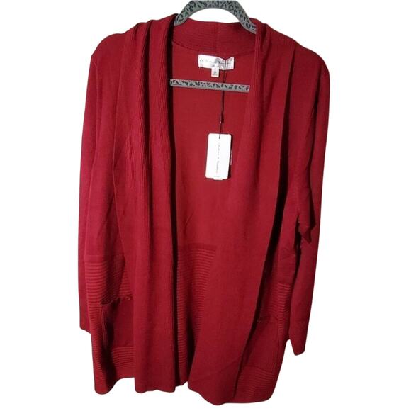 CHELSEA‎ & Theodore red statement lantern sleeve cardigan sweater plus size 2X - Picture 1 of 8